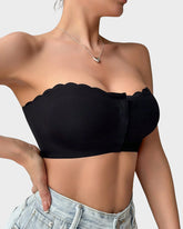 Comfortable Breathable Scallop Trim Hook & Eye Front Bralette